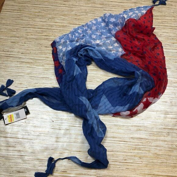U-125 Steve Madded oversize wrap triangle scarf RED WHITE BLUE New - Picture 1 of 2